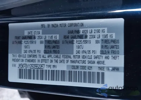 2025 Mazda Cx-5 2.5 Turbo Signature z USA, uszkodzony, nr VIN JM3KFBXY2S0552267